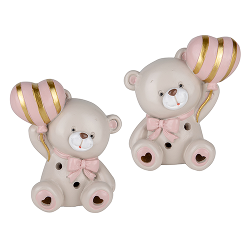 bomboniera lampada pupo orso led rosa con palloncini