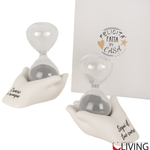 bomboniera linea solidale lilt living clessidra con mani linea dono