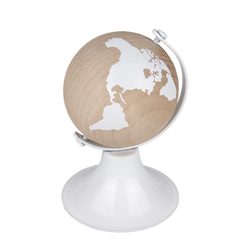 mappamondo legno base metallo