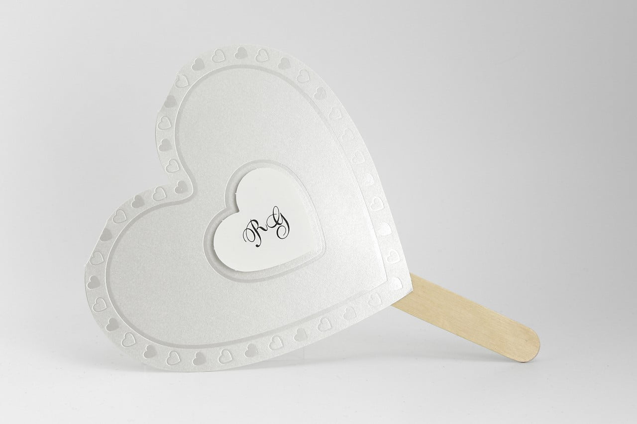 Ventaglio matrimonio cuore bianco