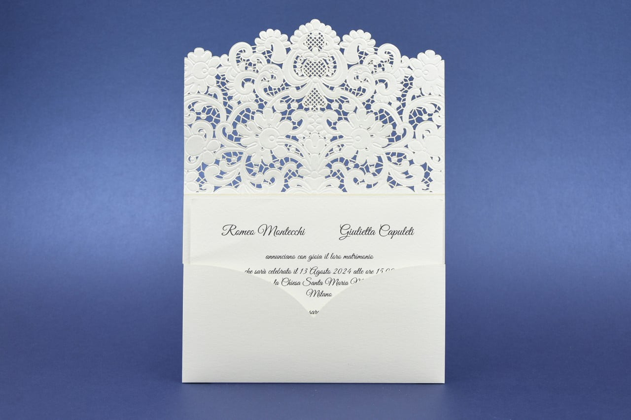 Partecipazione taglio laser bianco