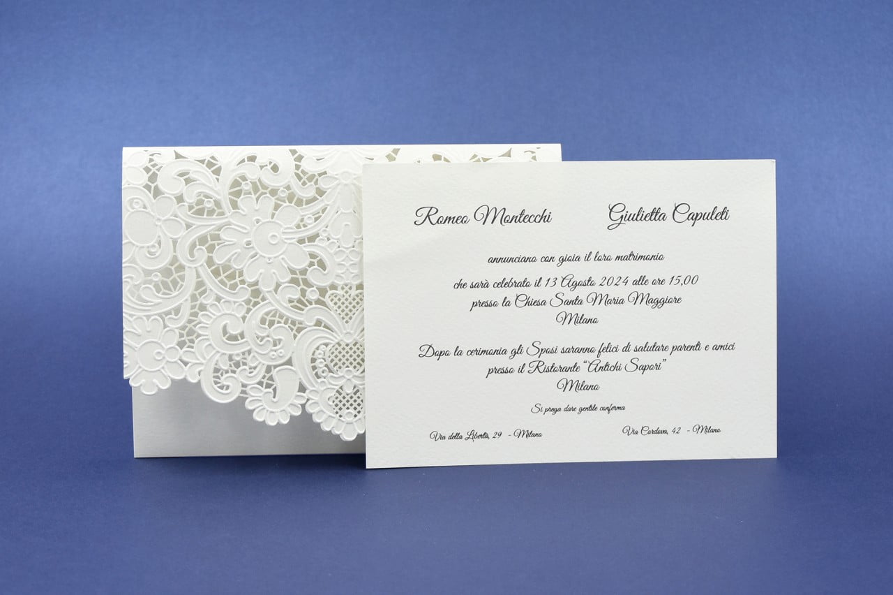 Partecipazione taglio laser bianco