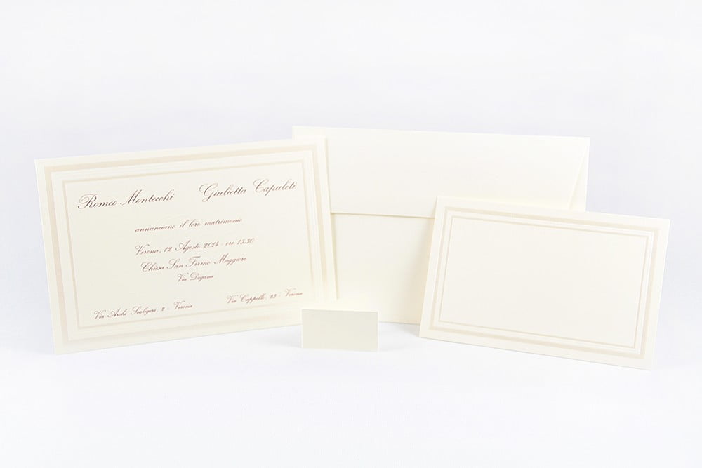 Partecipazione nozze classica cornice perlata