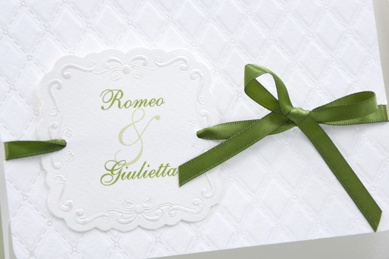 Partecipazione nozze bianca classica