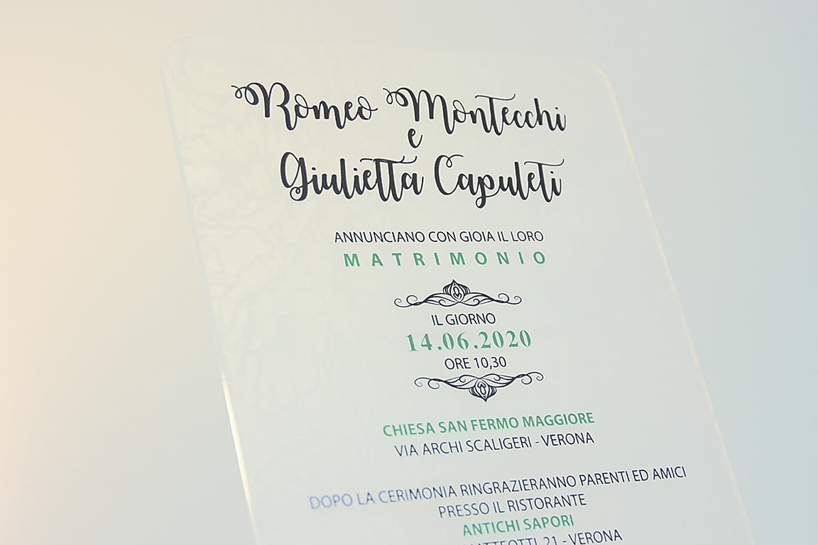Partecipazione nozze plexiglass satinato