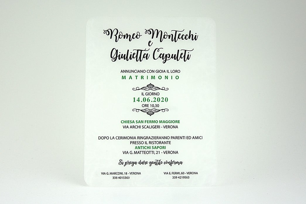 Partecipazione Plexiglass satinato 08932