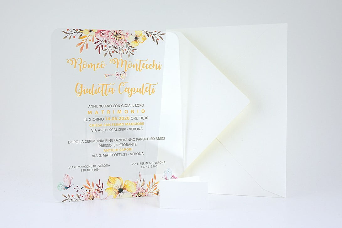 Partecipazione plexiglass trasparente