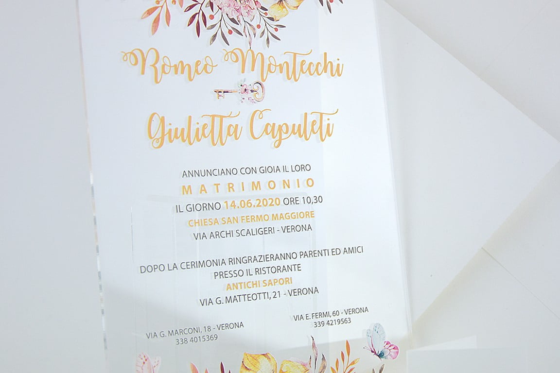 Partecipazione plexiglass trasparente