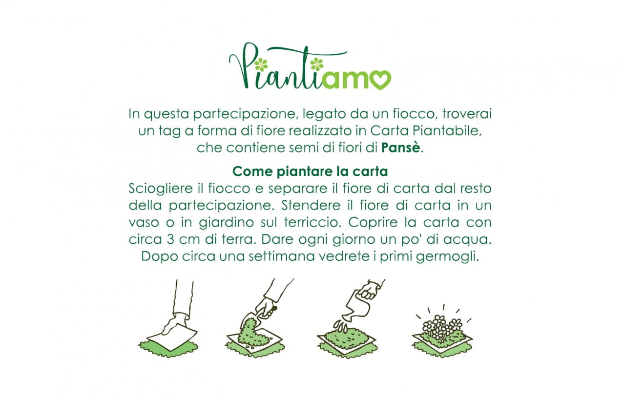 Partecipazione nozze in carta piantabile