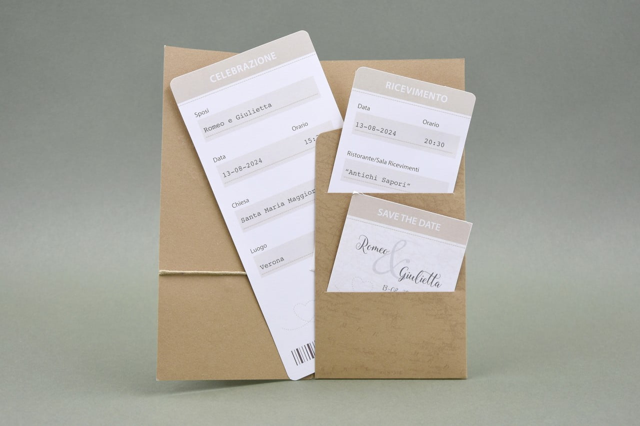 Partecipazione nozze moderna carta naturale