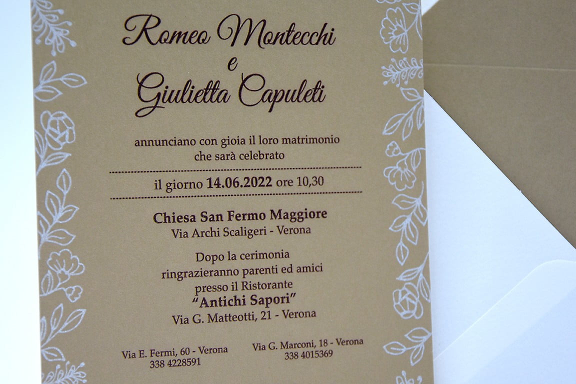 Partecipazione nozze moderna nocciola