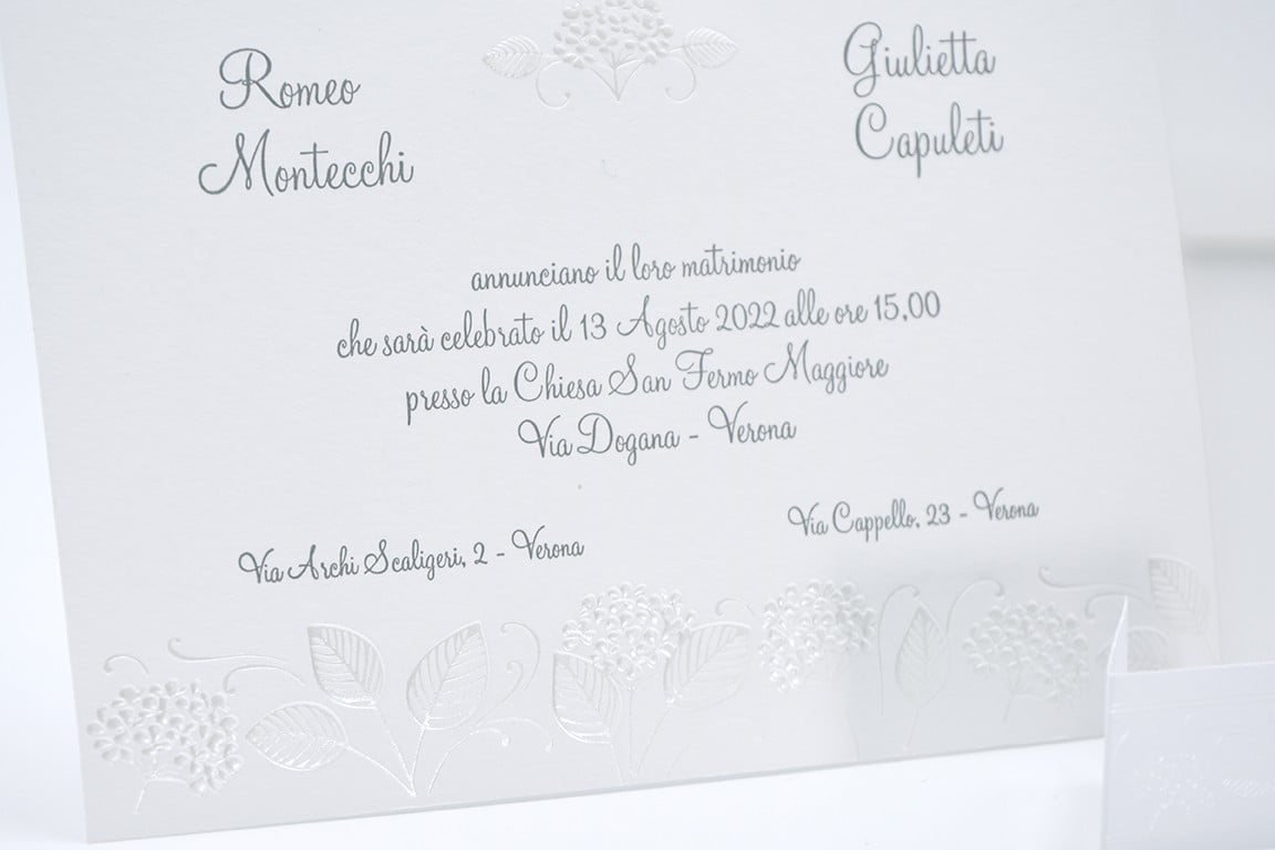 Partecipazione nozze classica bianca