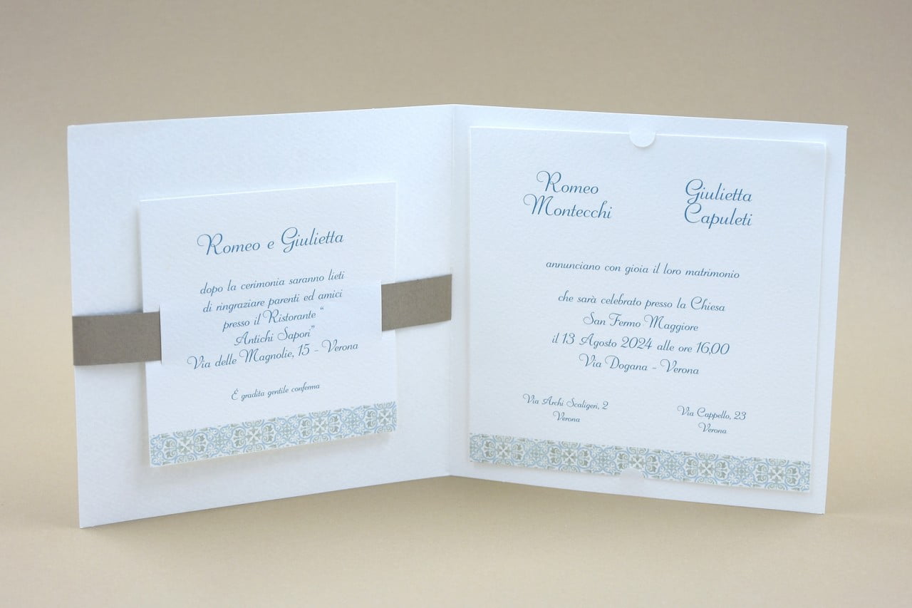 Partecipazione nozze moderna decoro giglio