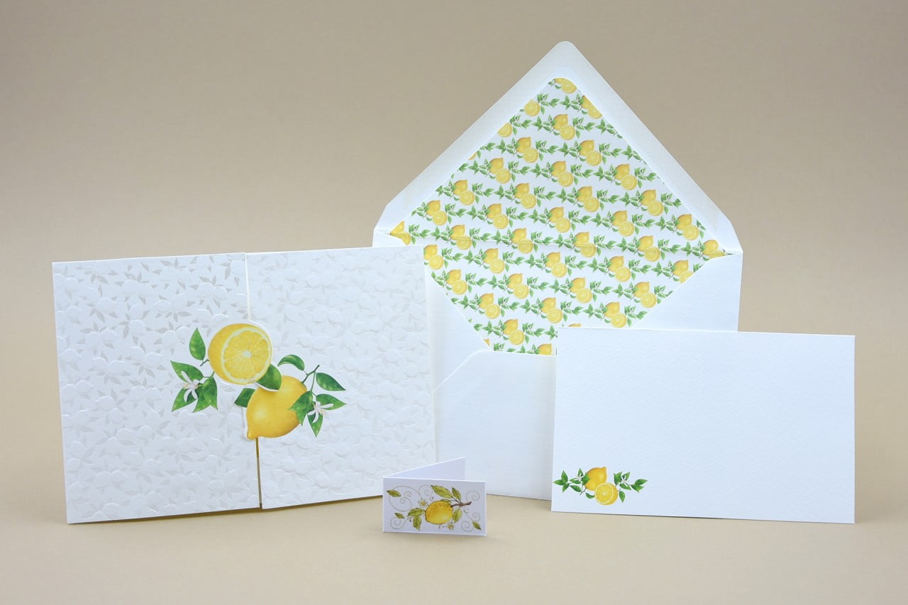 Partecipazione nozze moderna con limoni