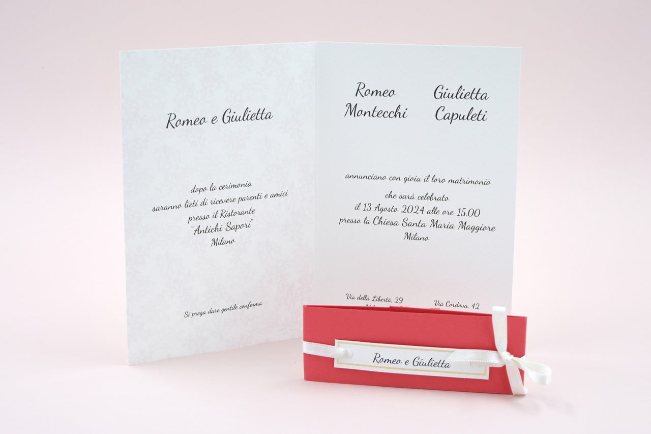 Partecipazione moderna corallo rosso