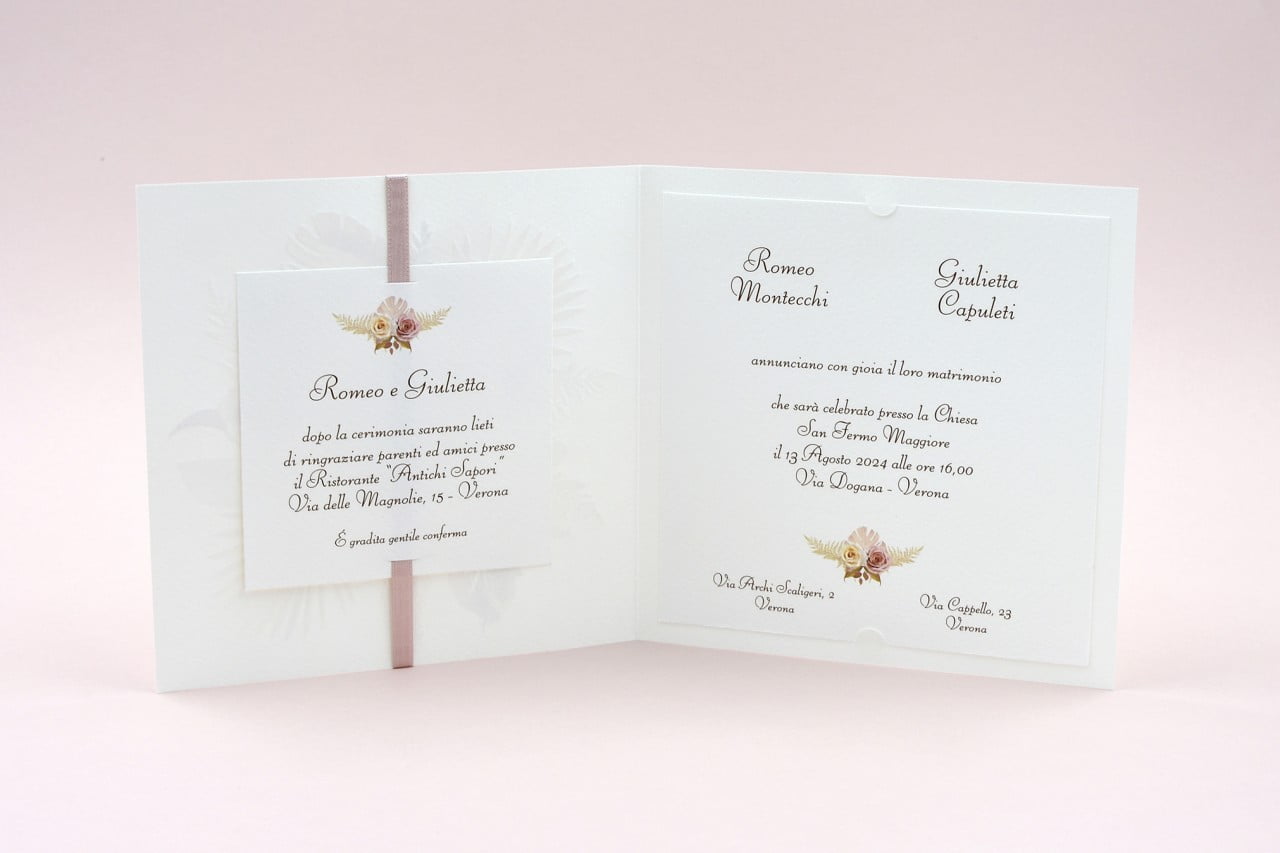 Partecipazione nozze moderna decoro floreale