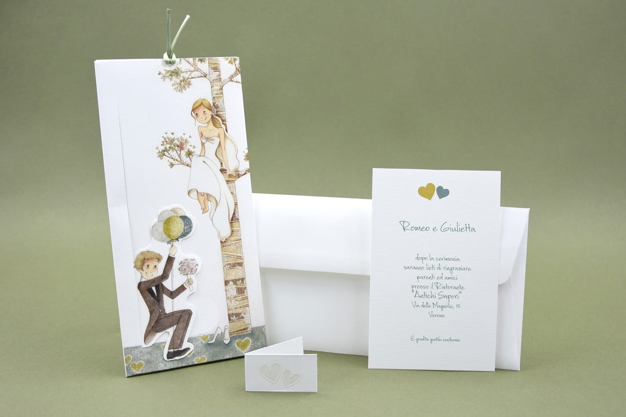 Partecipazione spiritosa sposa su albero