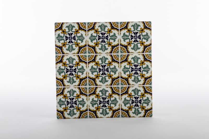 Bomboniera mattonella in ceramica quadrata decoro maiolica