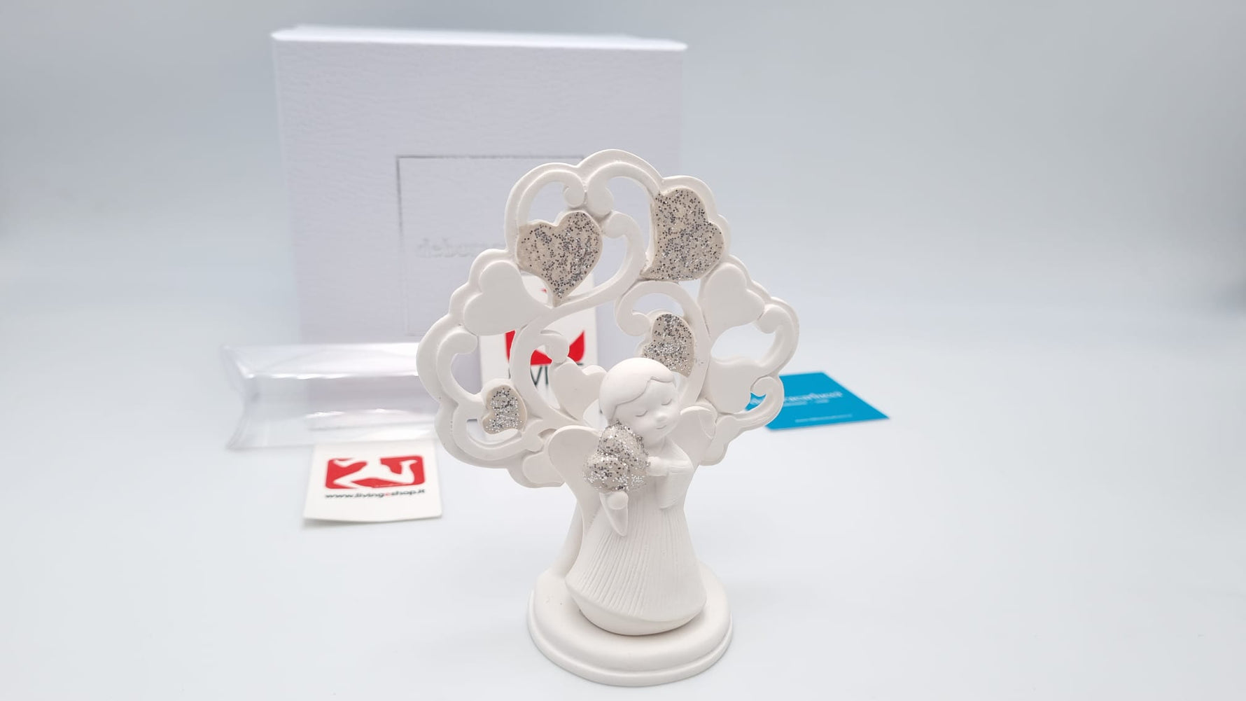 Bomboniera angelo con albero in polvere di marmo