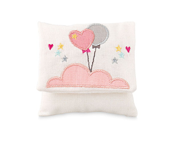 Busta portaconfetti con ricamo palloncini rosa