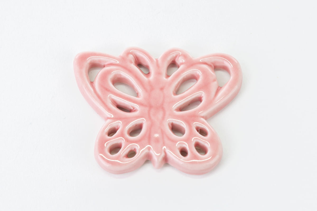 Bomboniera Farfalla Magnete In Porcellana Rosa
