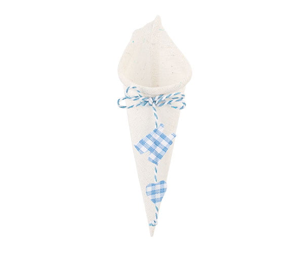 Cono portaconfetti baby shower celeste