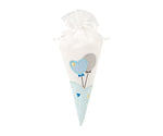 Cono portaconfetti con ricamo palloncini celeste
