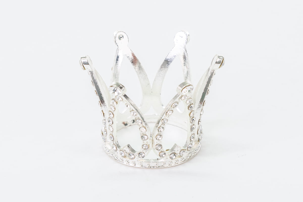 Bomboniera Corona In Metallo Con Strass Color Argento