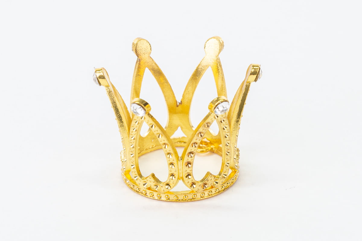 Bomboniera Corona in metallo con strass color oro