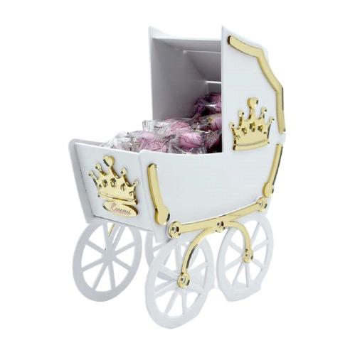 Passeggino portaconfetti con corona personalizzabile