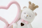 Bomboniera orsetto con cuore in porcellana rosa