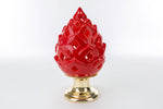 Addobbo Pigna grande con luce a led in porcellana rossa