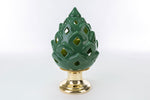 Addobbo Pigna grande con luce a led in porcellana verde