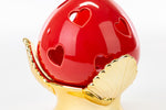 Bomboniera pomo pugliese in porcellana rossa con base oro