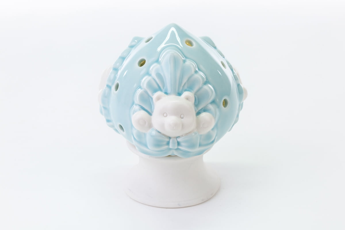 Bomboniera Battesimo pomo porcellana celeste con orsetto