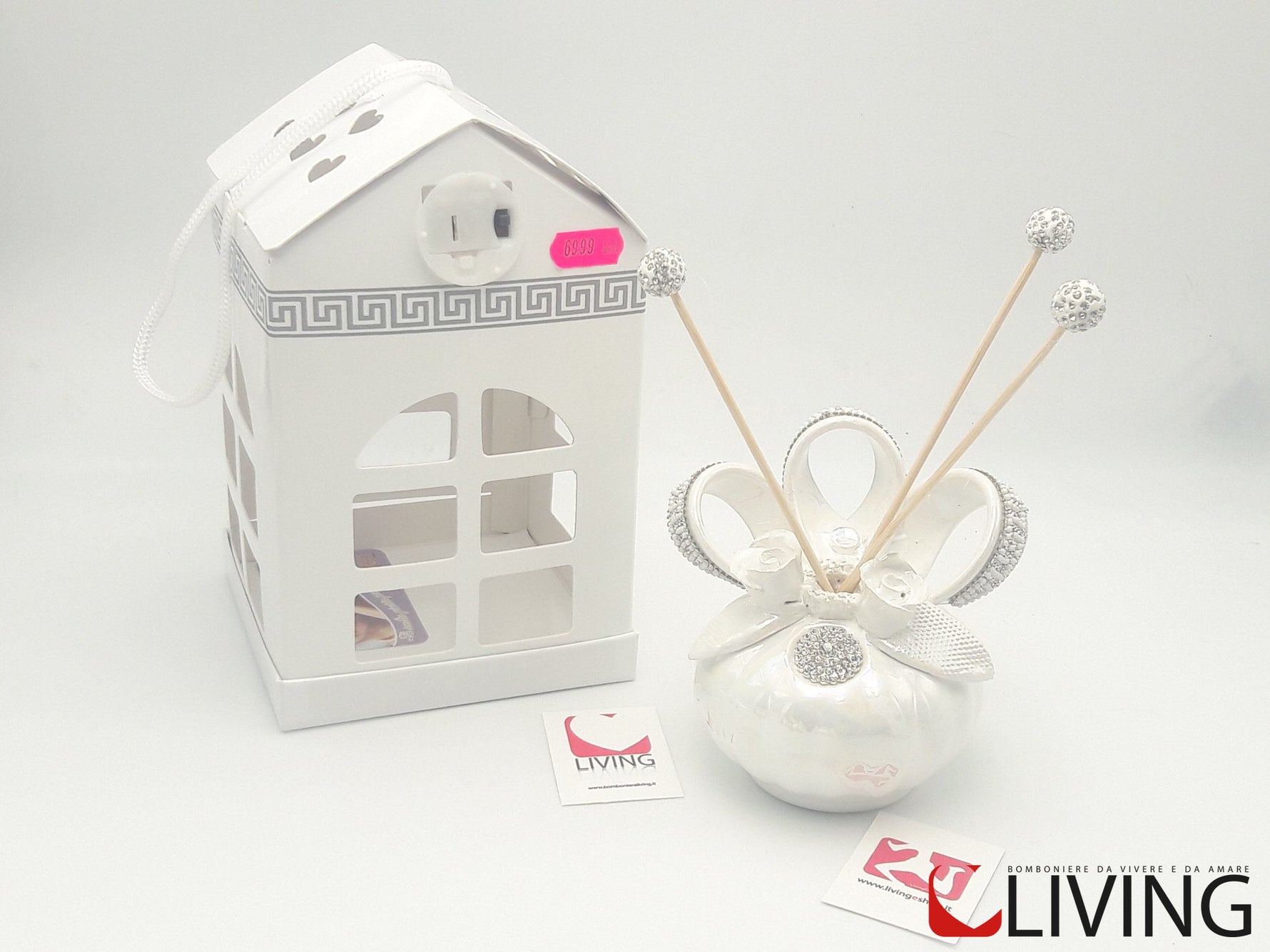 Profumatore Capodimonte perlato avorio con strass