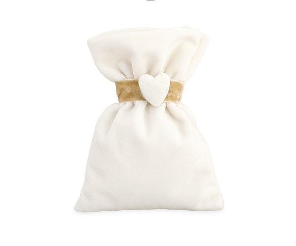 Sacchetto portaconfetti in velluto bianco con cuore
