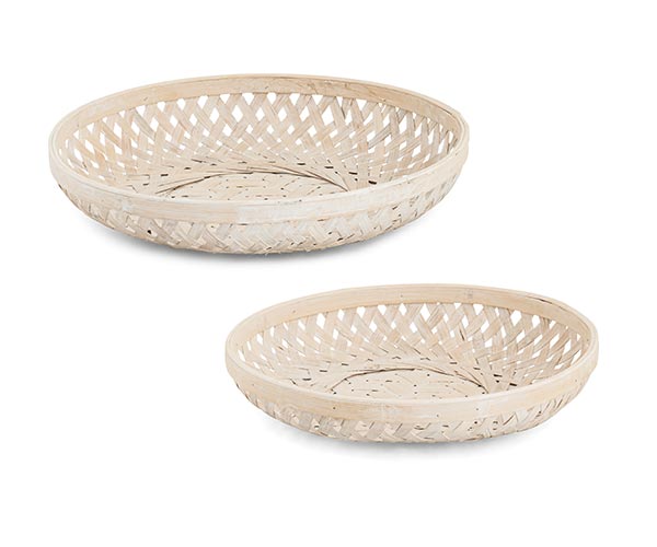 addobbo tema tropicale set 2 vassoi bianchi in bamboo