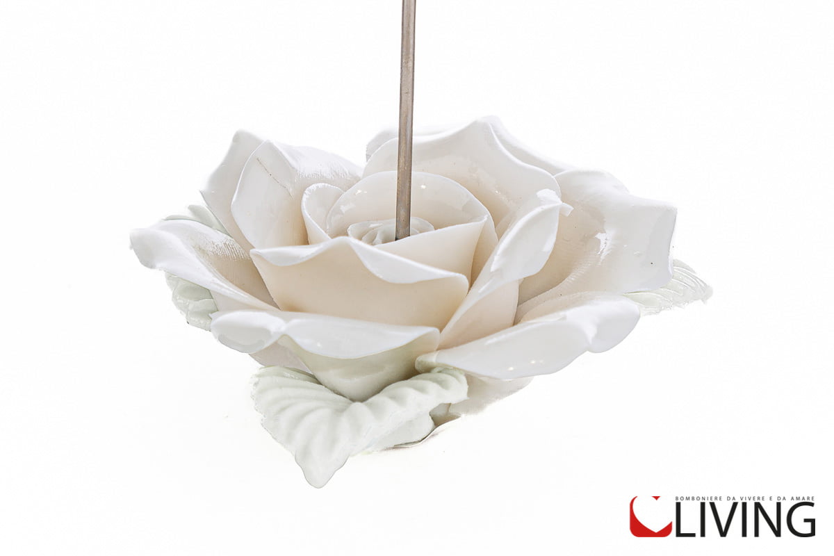 Segnaposto fiore porcellana bianco