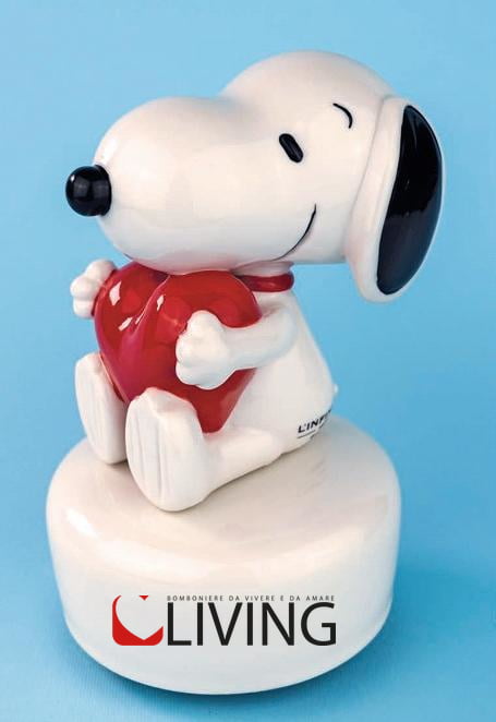 Bomboniera Snoopy con cuore carillon in porcellana