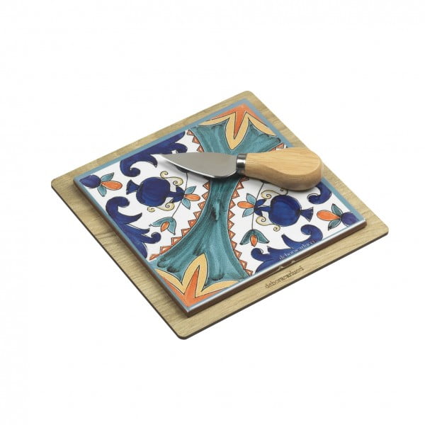 Bomboniera Tagliere Con Coltello Decoro Caltagirone