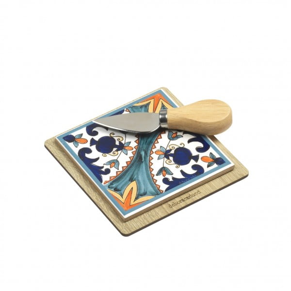 Bomboniera Tagliere Con Coltello Decoro Caltagirone
