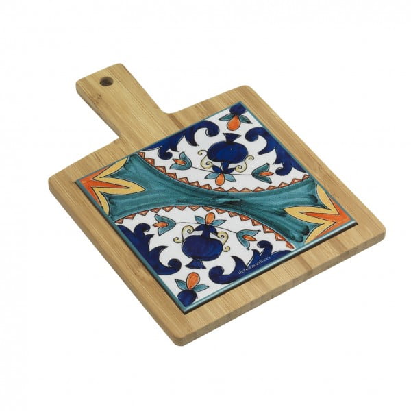 Bomboniera Tagliere Piccolo Con Manico Decoro Caltagirone