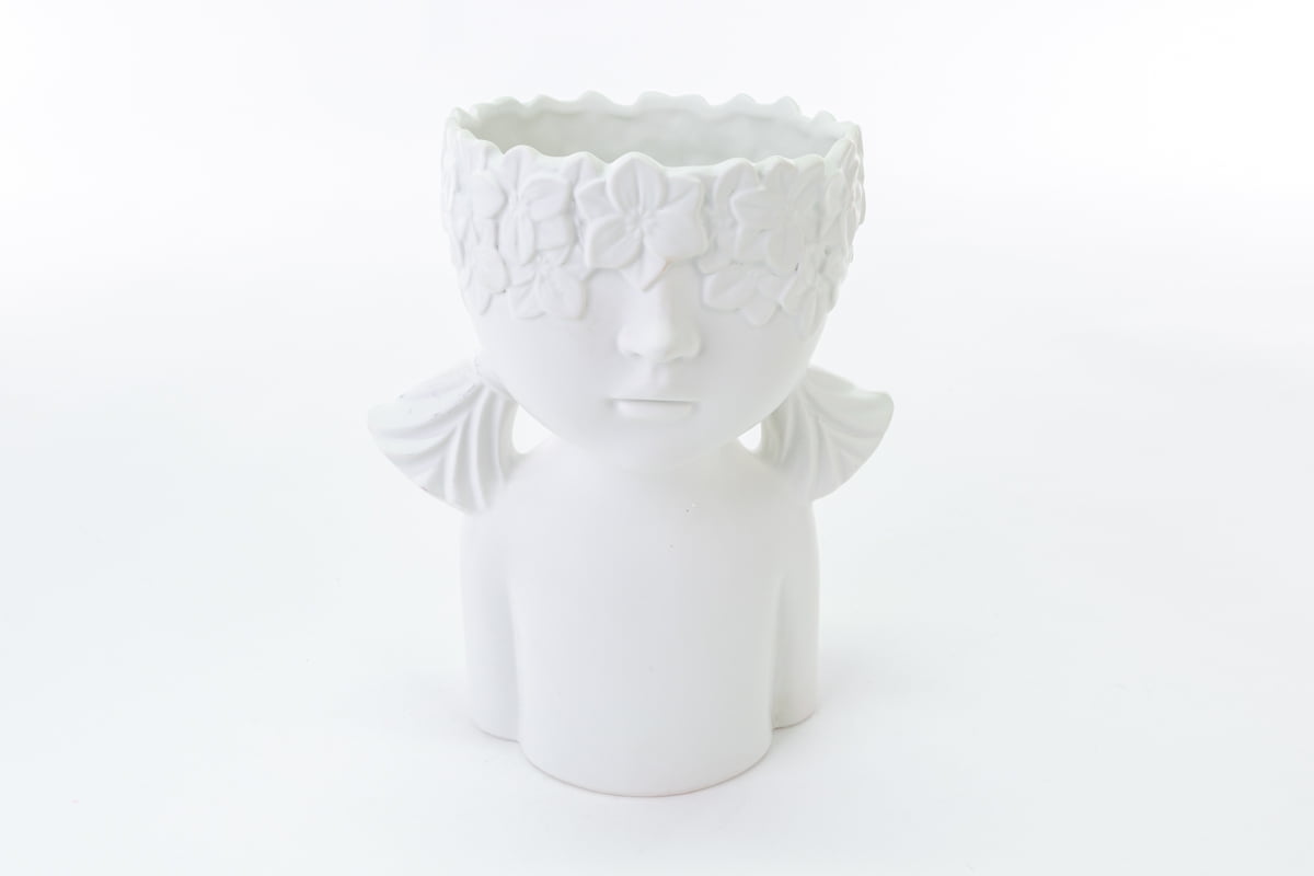 Vaso busto bimbo in porcellana bianca