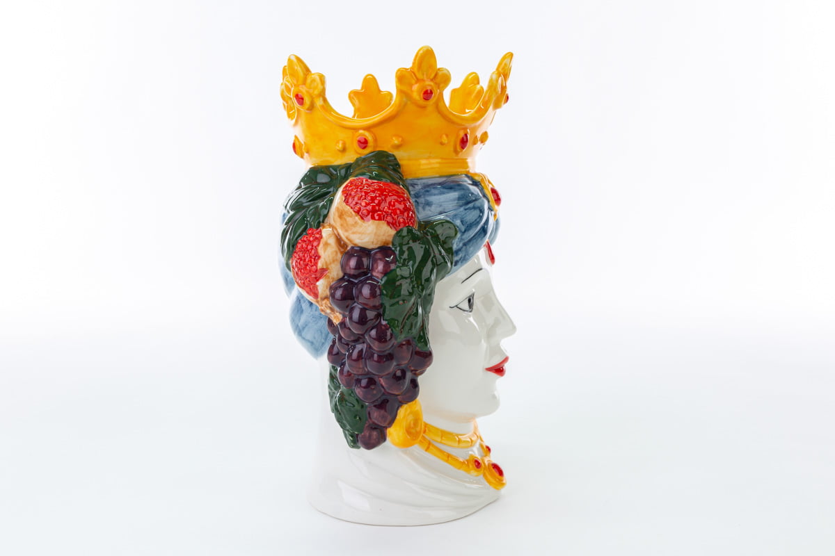 Vaso testa di moro donna in porcellana colorata