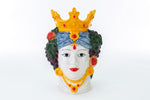 Vaso testa di moro donna in porcellana colorata