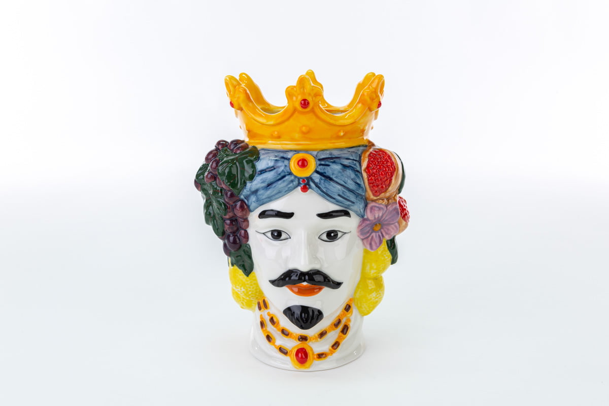 Vaso testa di moro in porcellana colorata