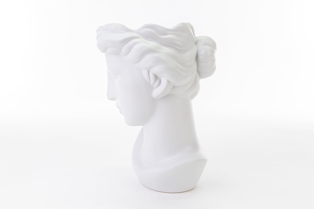 Vaso testa di donna in porcellana bianca