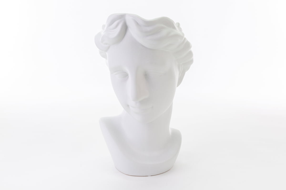 Vaso testa di donna in porcellana bianca