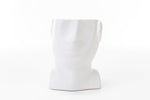 Vaso testa di uomo in porcellana bianca